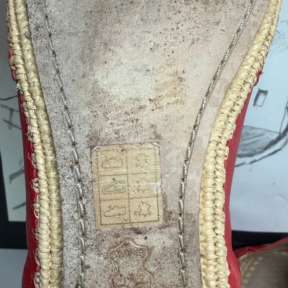 Tory Burch Darien Red Loafer Espadrille nappa leather Womens Size 7M - Picture 15 of 16